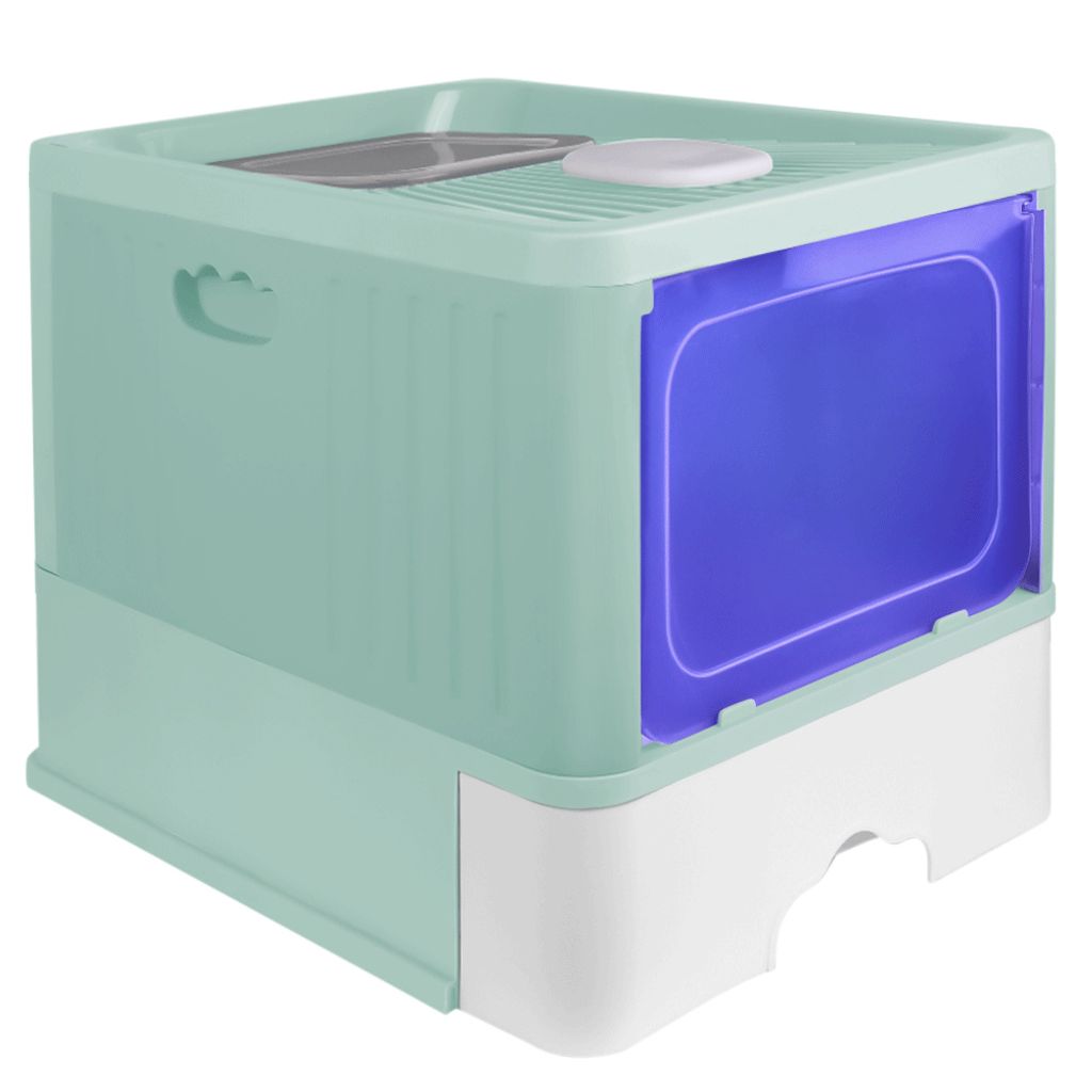 Katzentoilette Katzenklo mit UV-Licht geschlossene Katzentoilette mit Deckel Groß 48x38x37cm Grün