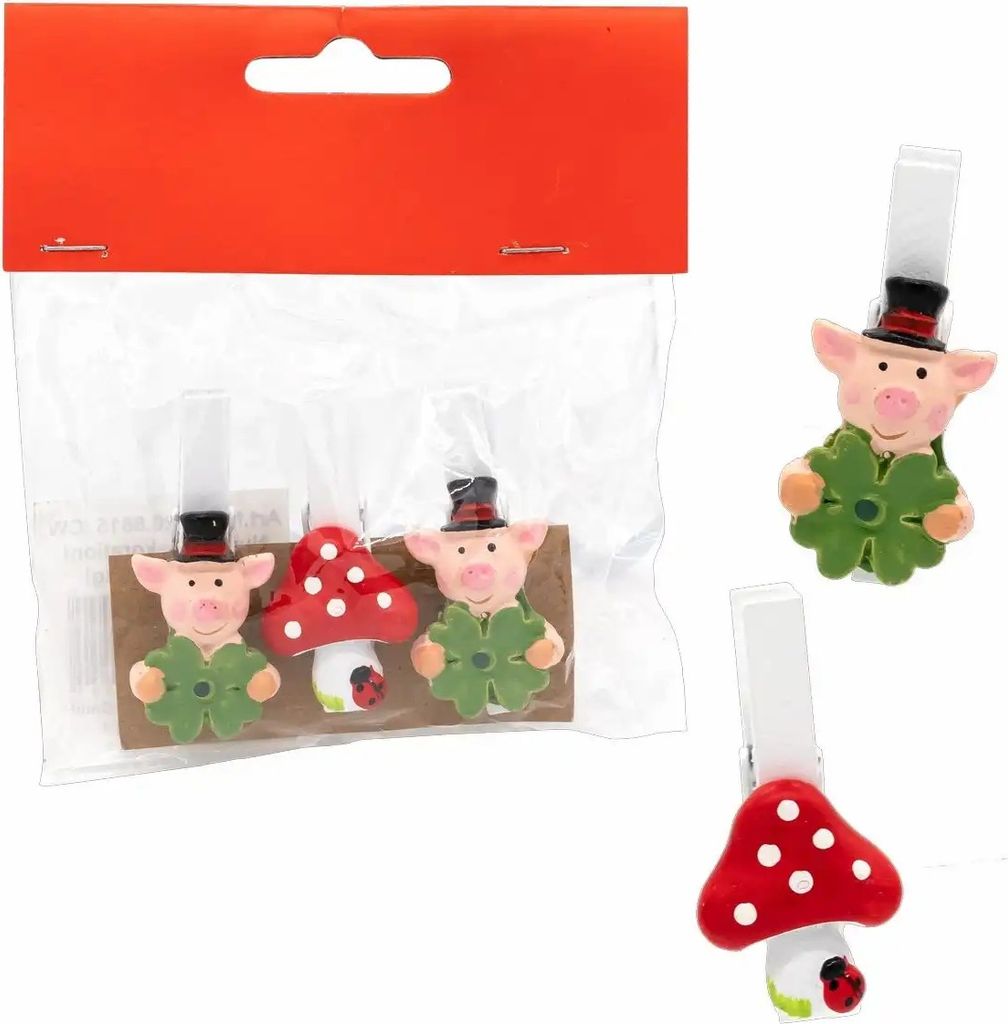 Iden Basic Klammer mit Glücksbringer 3 Stück