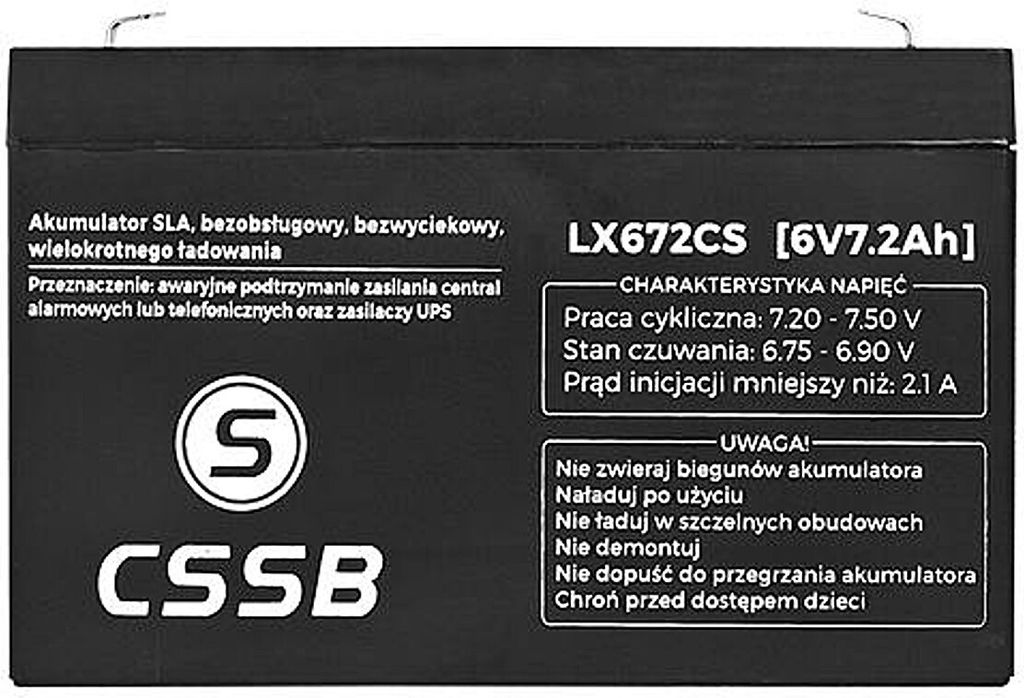 Batterie gel 6V 7,2Ah Batterie gel de rechange CSSB Sans Image du produit 