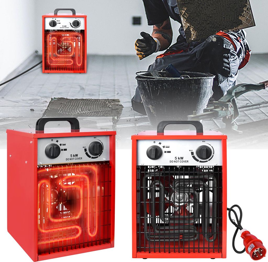 XINZI 5KW Elektroheizer - Profi-Heizlüfter Heizgebläse mit Produktbild 