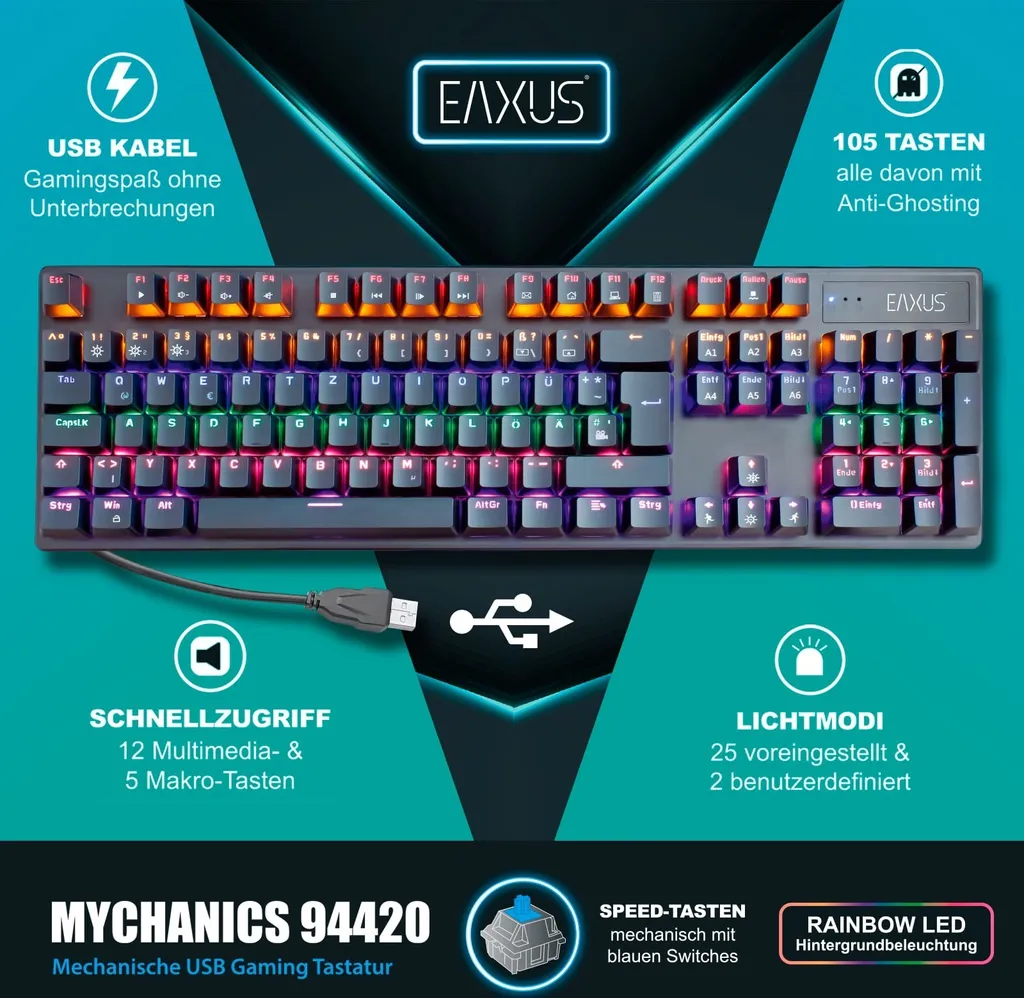 Clavier gaming LED haute performance pour setup de jeu PC mécanique - 12