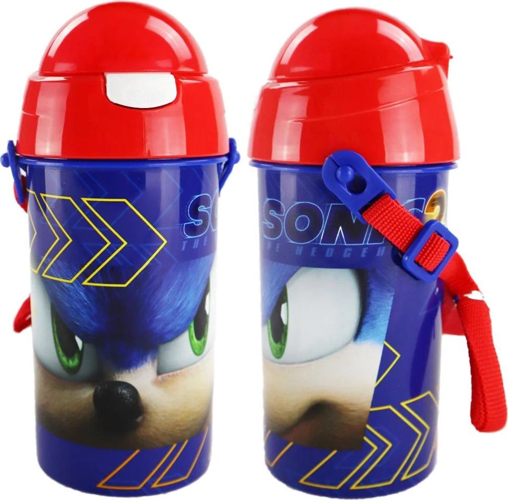 Sonic The Hedgehog Trinkflasche Flasche mit Trinkhalm Gurt 500 ml