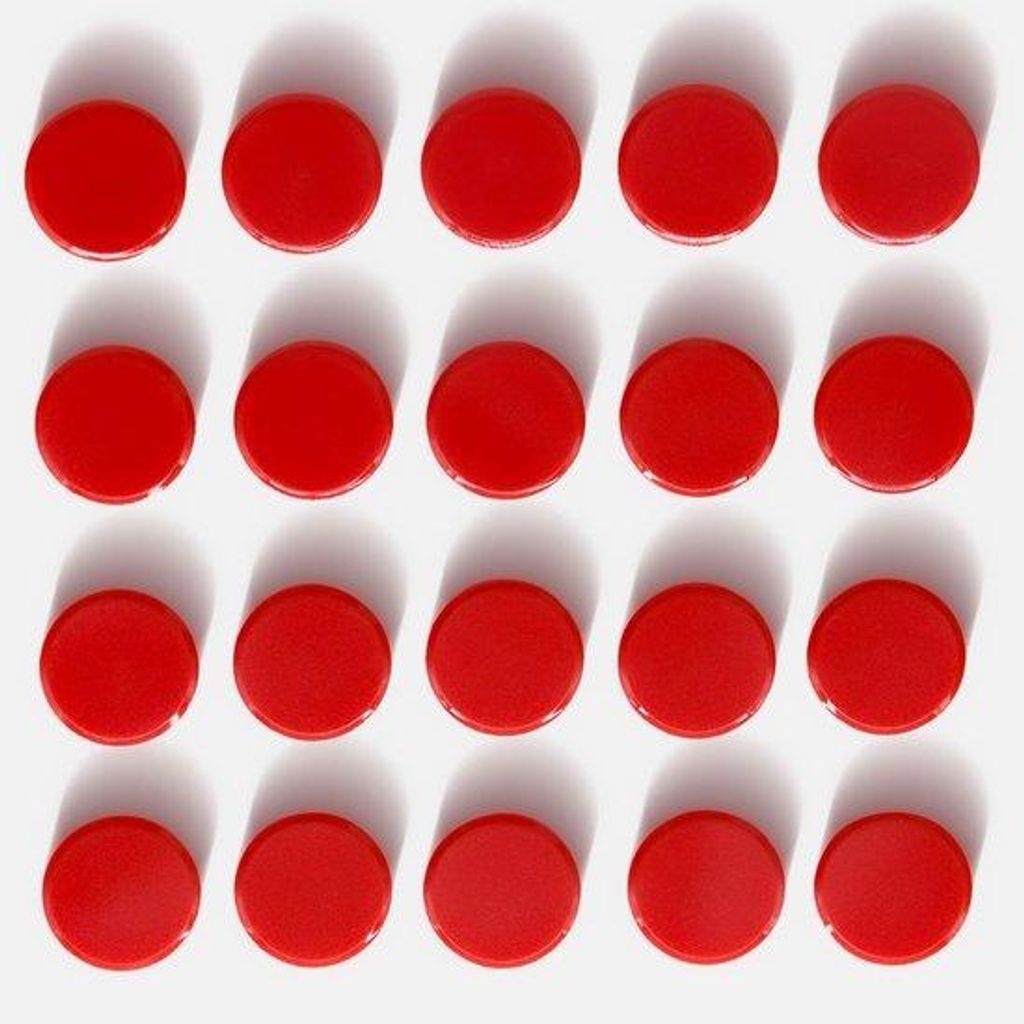Mini-Magnete für Tafel und Kühlschrank, 20 Stück stark, klein rund, rot, für Whiteboard und Pinnwand