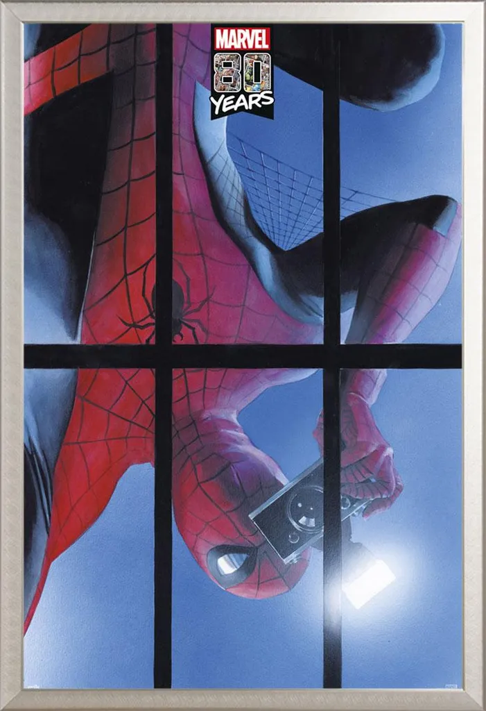Décoration murale Spider-Man 80 ans avec cadre Shinsuke argenté luxe