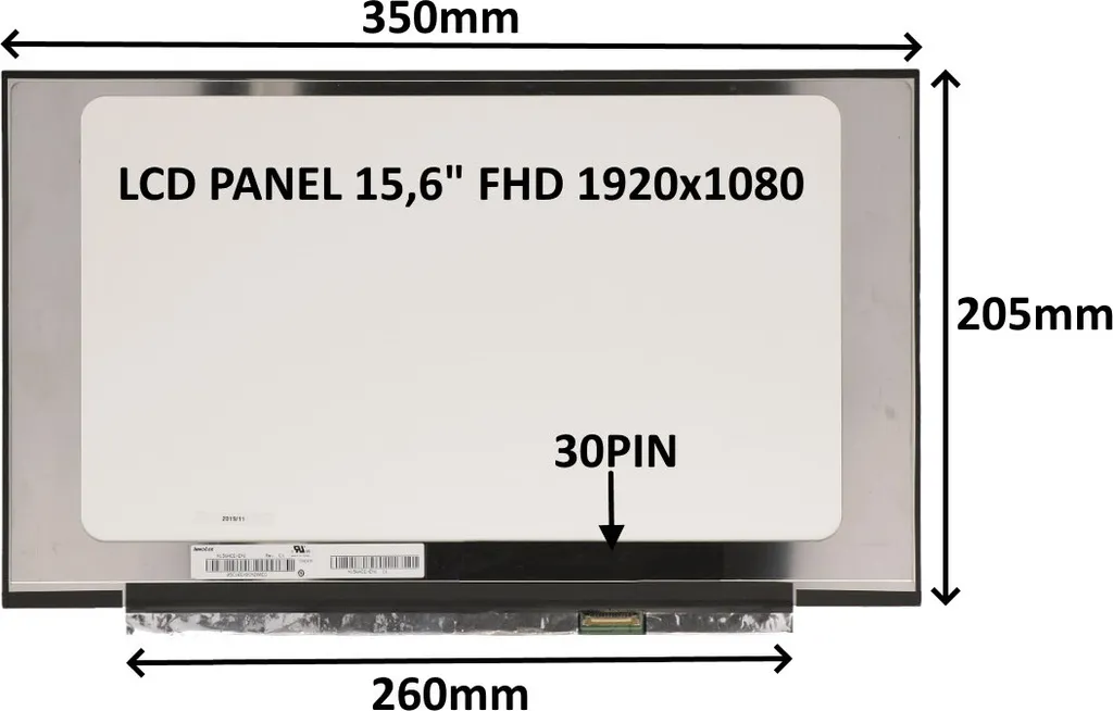Dalle LCD 15,6" pour réparer écran cassé ordinateur Full HD Matte IPS