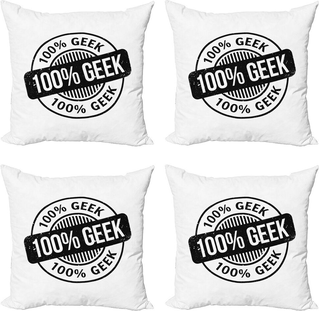 ABAKUHAUS geeky Kissenbezug Set (4 Stück), Voll Hundert Prozent Aussenseiter, Moderner Doppelseitiger Digitaldruck, 50 cm x 50 cm, Charcoal Grau u...