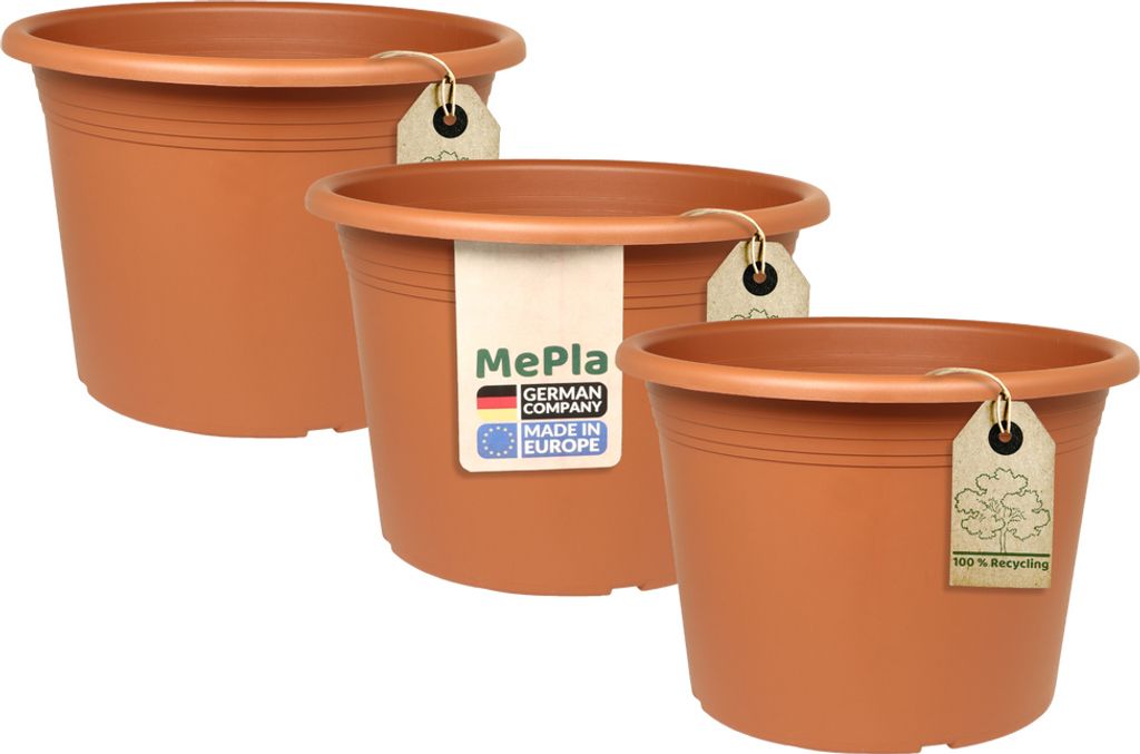 MePla - 3 Stück - Pflanzkübel Cylindro ø 40 terra