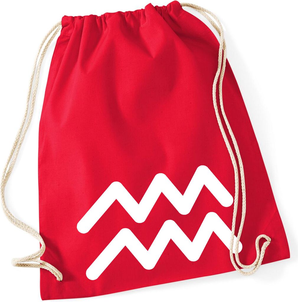 Huuraa Turnbeutel Wassermann Sternzeichen Zeichen 12 Liter Classic Red Baumwolle Rucksack Geschenkidee