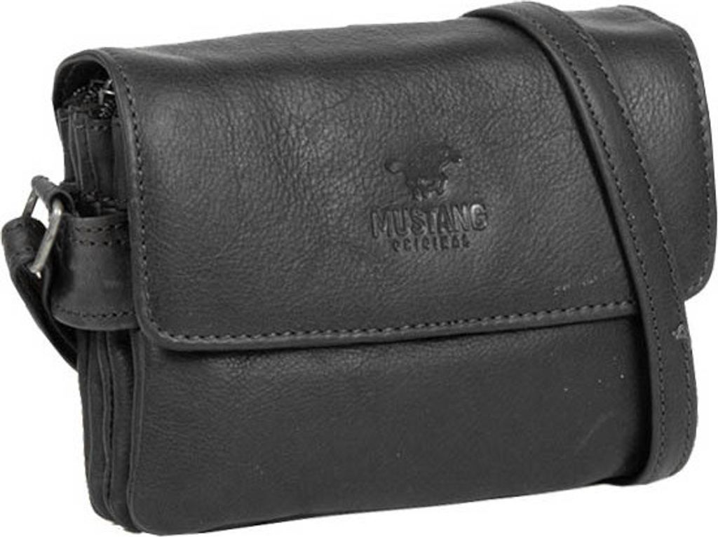 MUSTANG Leder Umhängetasche Catania Crossbody Black schwarz