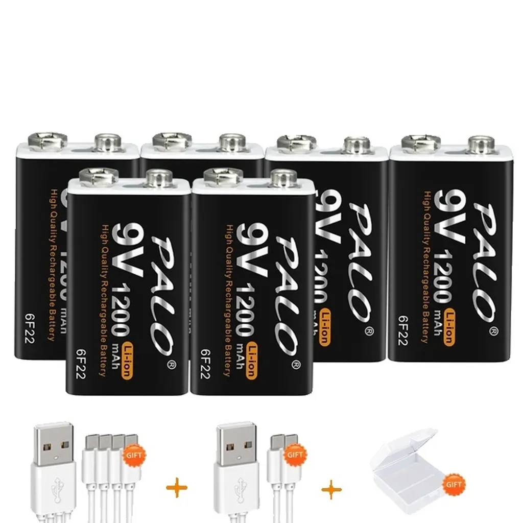 Batterie 9V Lithium USB 1200mAh : Dites Adieu aux Piles Jetables x6