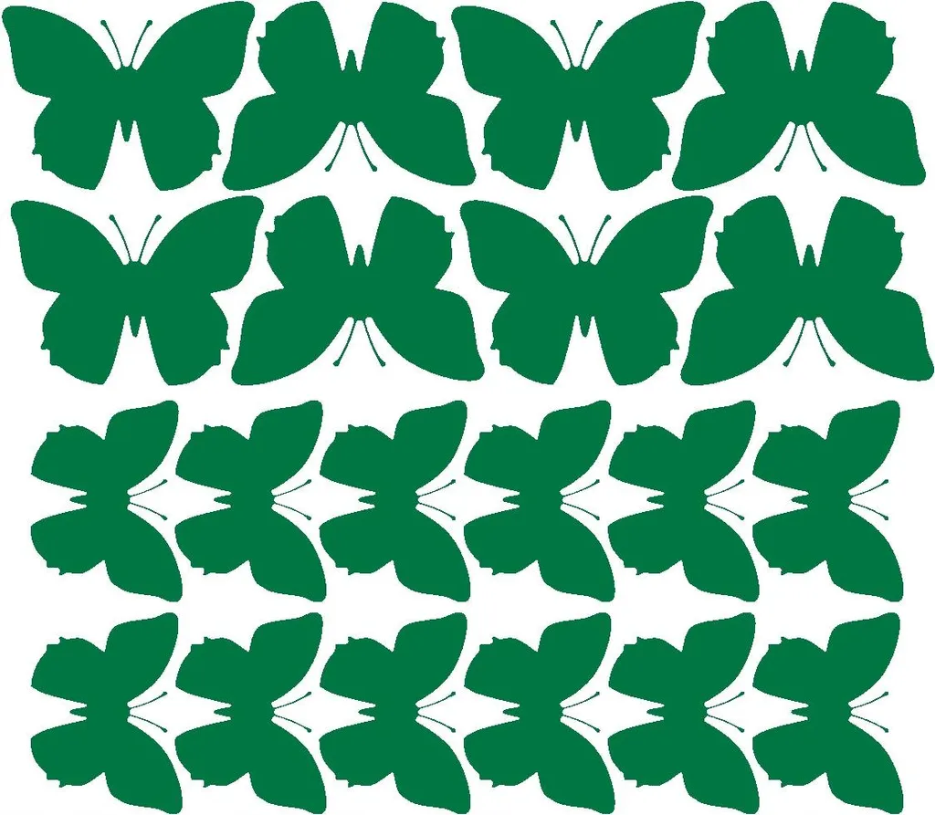 Adesivi murali a forma di farfalla, adesivi grandi, 20 pezzi, verde brillante