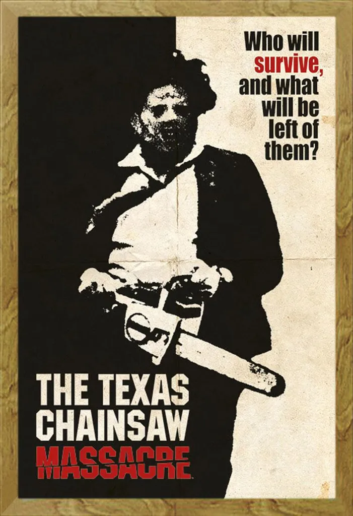 Texas Chainsaw Massacre Poster avec Cadre Amovible Shinsuke® Chêne et Vitre