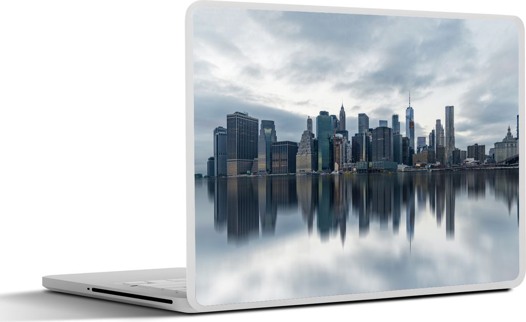 MuchoWow Laptop Aufkleber Sticker Cover New York - Skyline - Spiegelung 30x21 cm - Sticker für Laptop - Selbstklebend