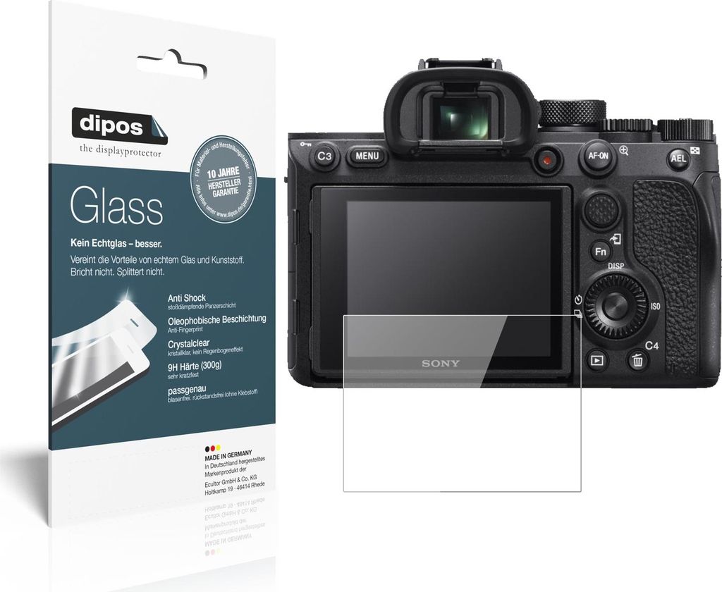 2x Schutzfolie für Sony Alpha 7R IVA - Anti-Shock 9H Folie dipos Glass Kunststoffglas