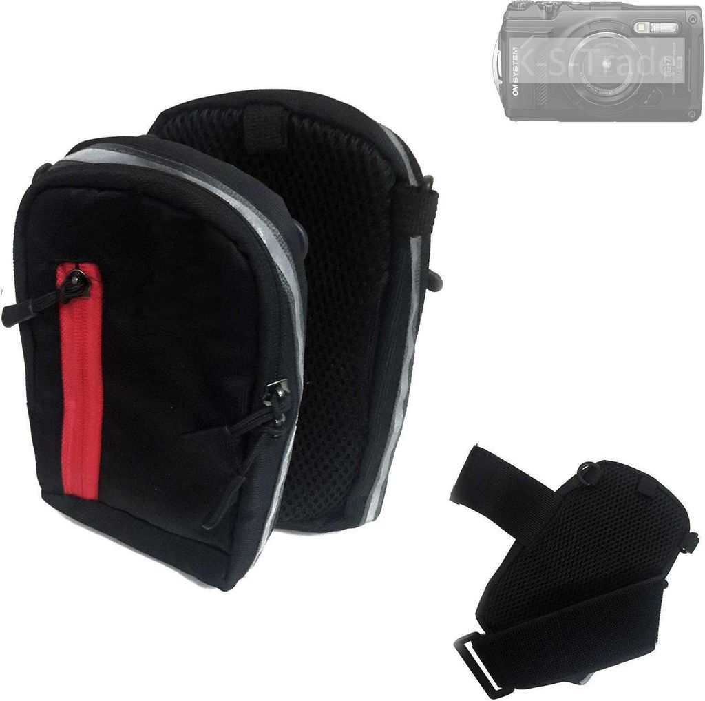 K-S-Trade Fototasche Kameratasche Gürteltasche Schutz Hülle kompatibel mit OM System TG-7 Case bag Stoßfest Holster schwarz 1x