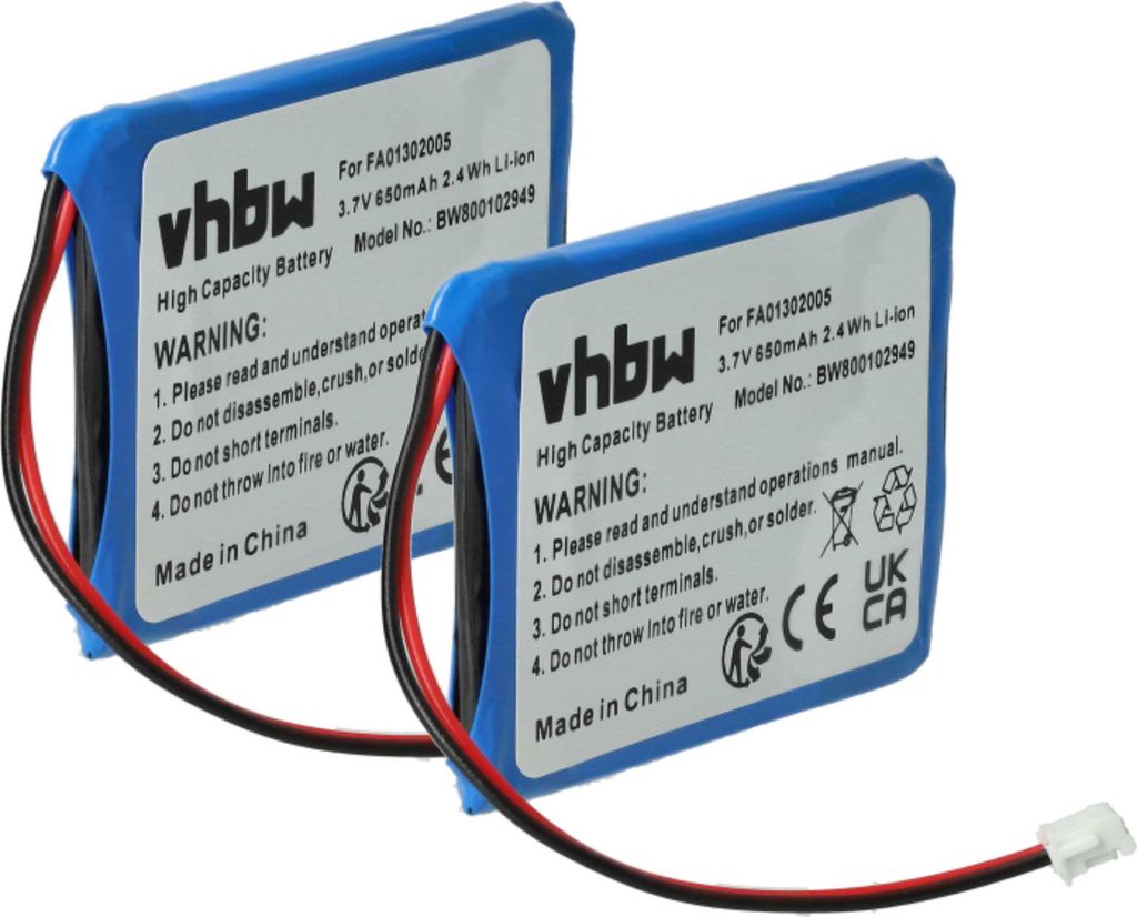 vhbw 2x Akku kompatibel mit Telstra T hub schnurlos Festnetz Telefon (650 mAh, 3,7 V, Li-Ion)