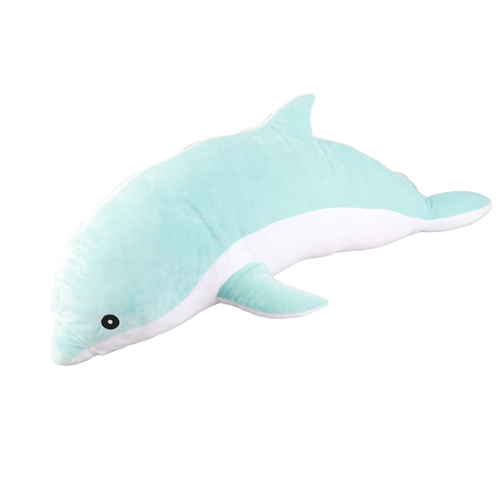 Niedliches, großes Plüschtier in Delfinform, bequem und multifunktional, tragbar, ideal als Kissen für Zuhause oder Büro, blau, 70 cm
