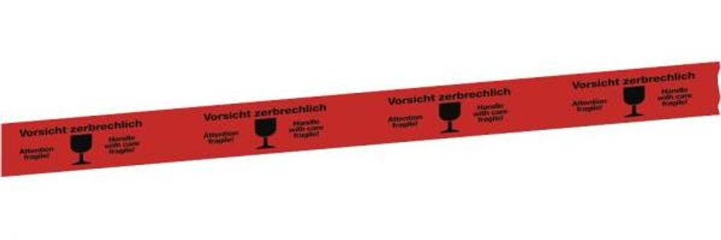 Aufkleber Packband Vorsicht zerbrechlich..., Folie, 50 mm x 66 m