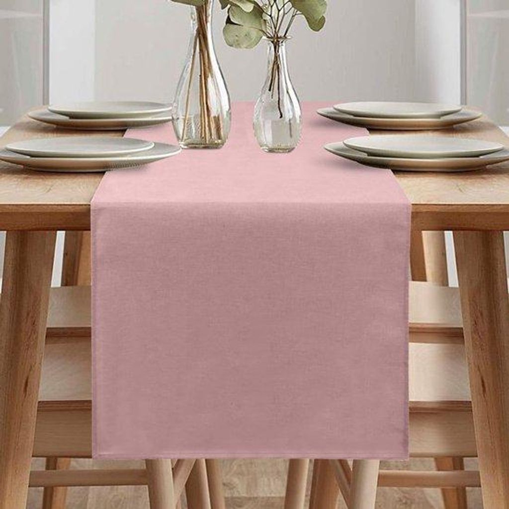 Moderne wassbare Tafelloper, linnenoptik, 40x140cm, rosa, wasserabweisend