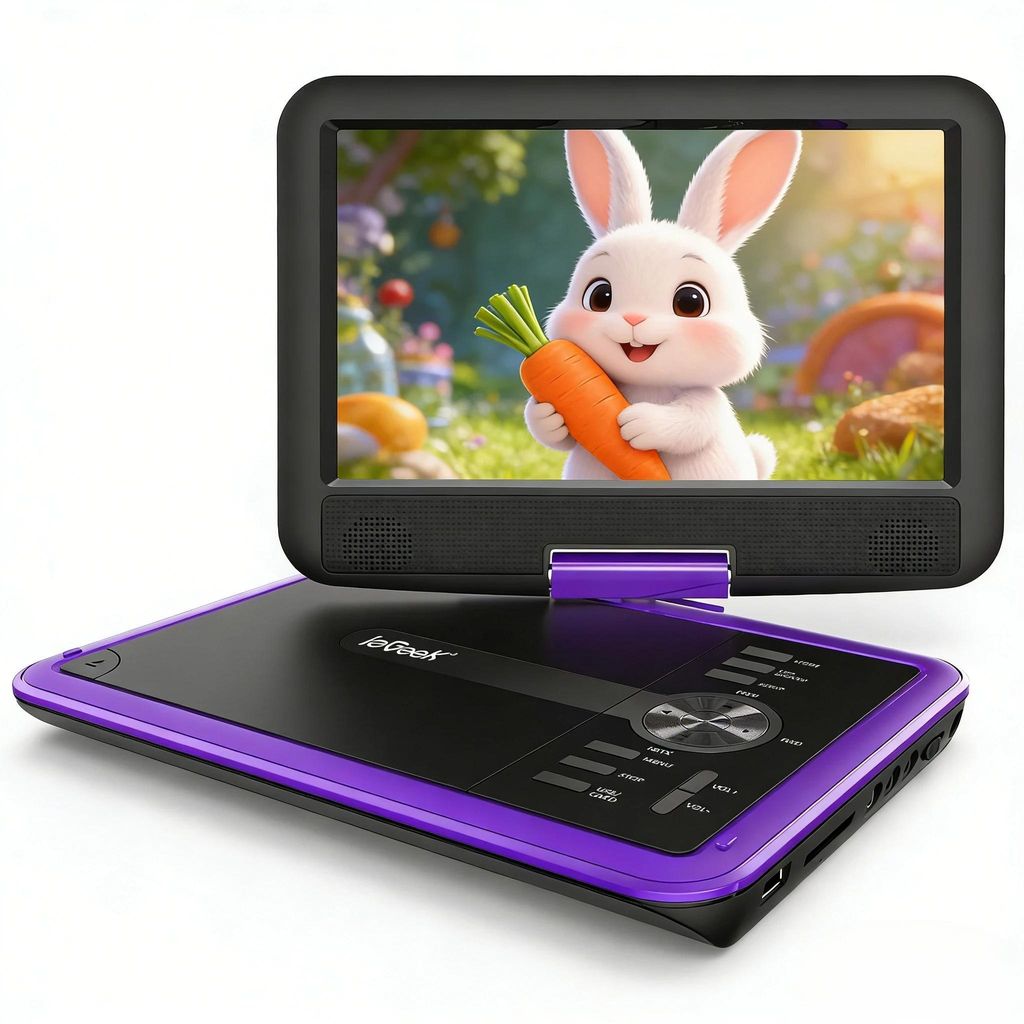 ieGeek 11,5" Tragbarer DVD-Player für Kinder im Auto mit 9,5" HD-Schwenkbildschirm Augenschutz 5 Stunden Akkulaufzeit Mit Autoladegerät Regionfrei