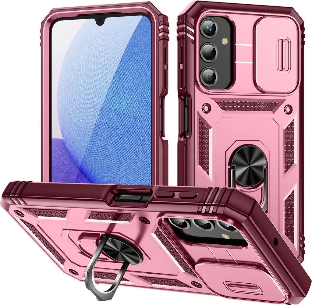 Custodia Samsung A25 Rosso Rosa: Protezione Fotocamera e Porta Carte