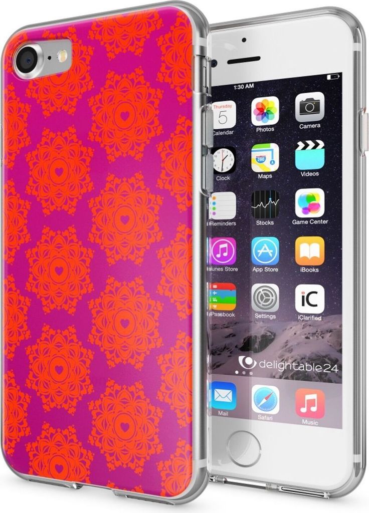 iPhone 7 Hülle Handyhülle von NALIA, Motiv Case Cover Bumper Transparent Klar Royal Ornament