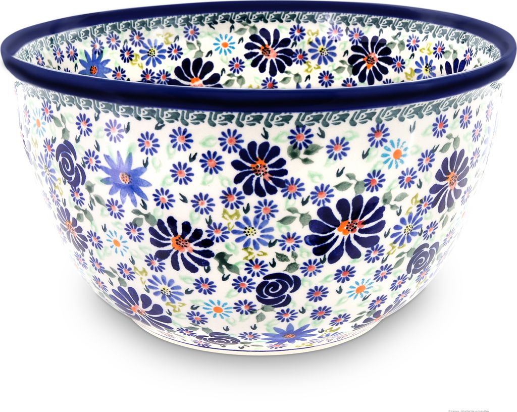 Original Bunzlauer Keramik 4,5 Liter Schüssel Schale XL mit Muster Innen Ø26,3cm Salatschüssel Suppenschüssel Beilagenschüssel Obstschale[Form...