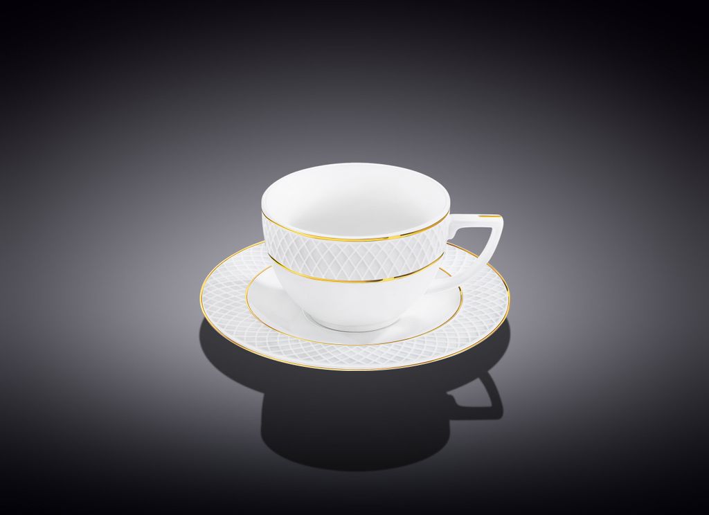 Wilmax Kaffeetasse mit Untertasse 90 ml Weiß Porzellan Produktbild 