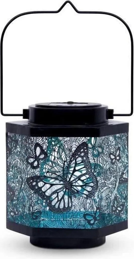Lanterne de jardin solaire Papillon h15 cm pour décoration de table