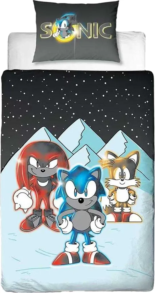 Housse de Couette Sonic l'Hérisson Réversible pour Lit Enfant 1 Place