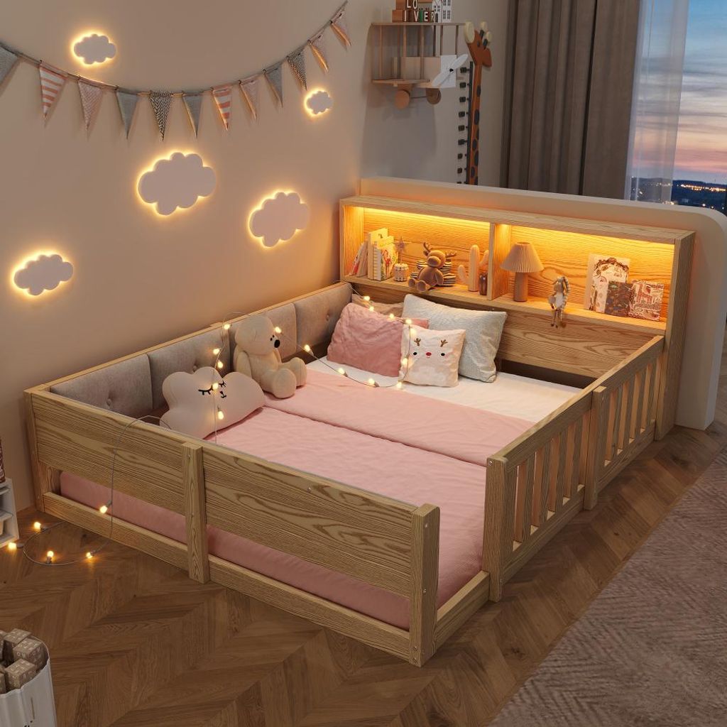 Flachbett, Gitterbett, 140 x 200 cm, Kinderbett mit Gitter, Produktbild 