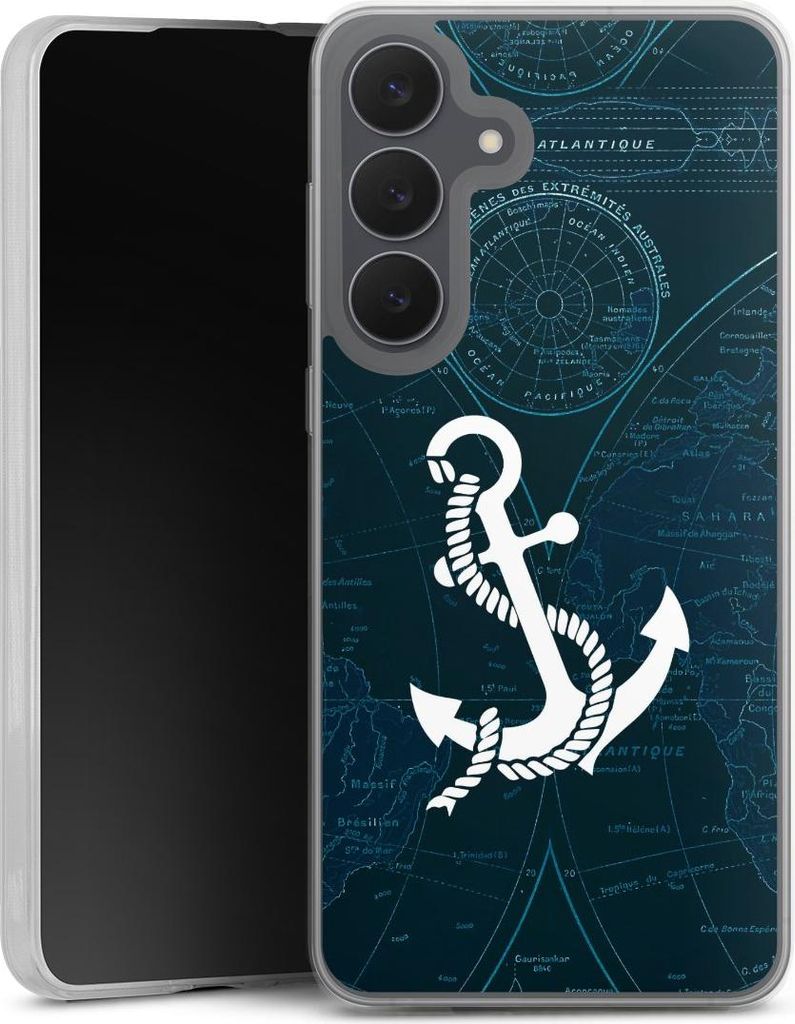 DeinDesign Slim Hülle für Samsung Galaxy S25 FE Silikon Case Ultra Dünn Handyhülle Anker Landkarte Segeln