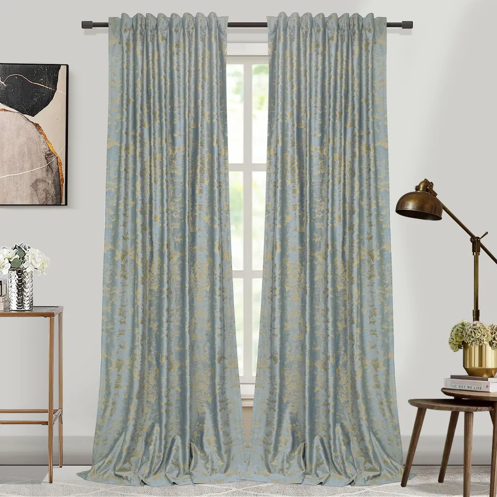 2 Tende Velluto Grigio-Verde Oscuranti 132x244 cm | Tende Termiche Arricciate