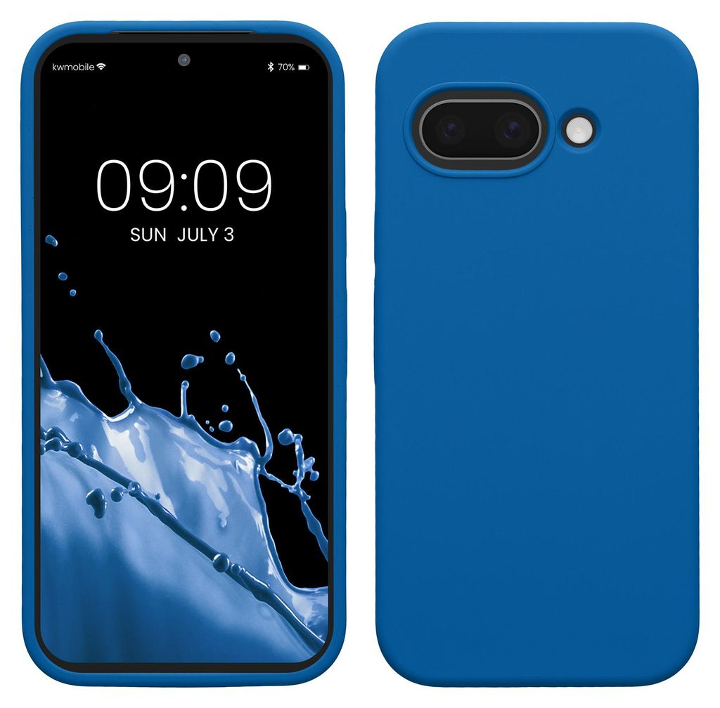 kwmobile Handyhülle für Google Pixel 9a Hülle, für Pixel 9a Case - Hülle Silikon - kabelloses Laden - Blue Reef