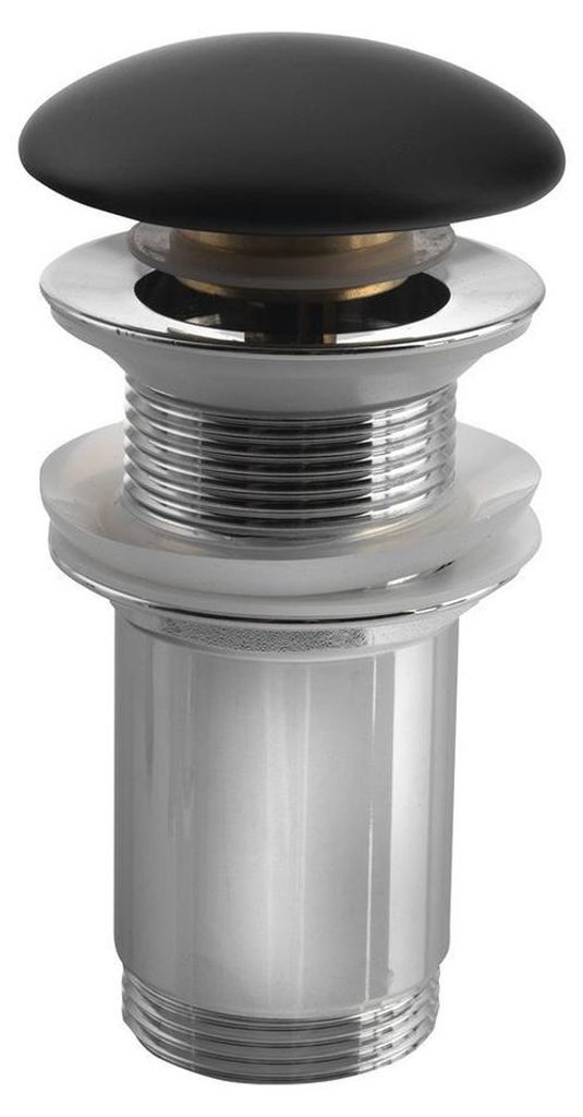 Sapho Waschbecken-Ablaufgarnitur 5/4“, klick-klack, Keramik-Stopfen, 10-50mm, Schwarz matt