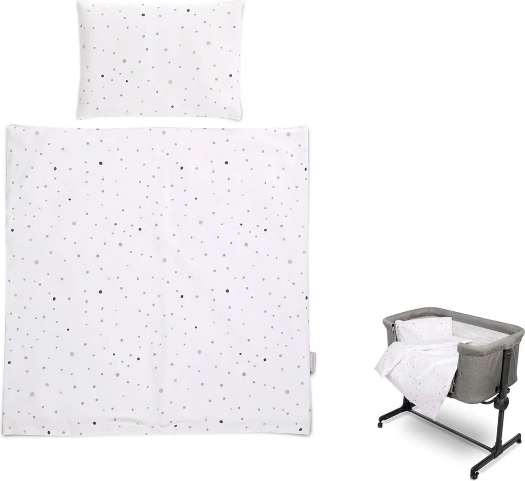 Set de lit bébé Lorelli Eva 5 pièces en coton blanc à pois 75x75 cm
