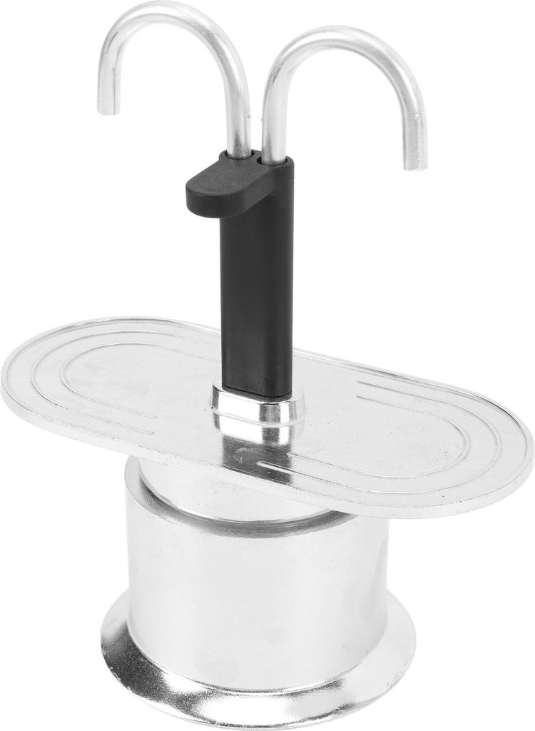 Doppelkopf-Kaffeekanne 100ml Aluminiumlegierung DIY Mini Italienisch Doppelkopf Herdplatte Kaffeemaschine für Home Cafe Runde Basis