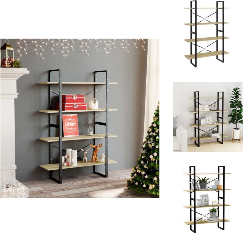 vidaXL Bücherregal 4 Fächer Sonoma-Eiche 100x30x140 cm Holzwerkstoff - Bücherregale & Bücherschränke