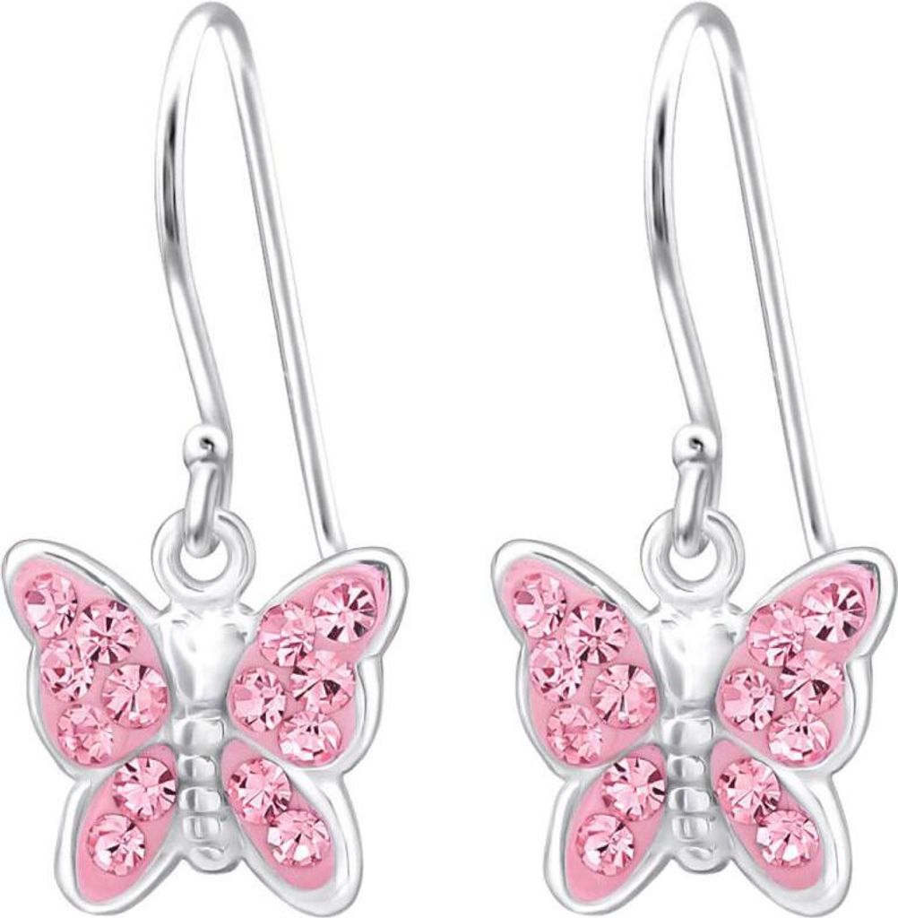 1 Paar Ohrhaken Ohrringe 925 Sterling Silber Schmetterling in Rosa