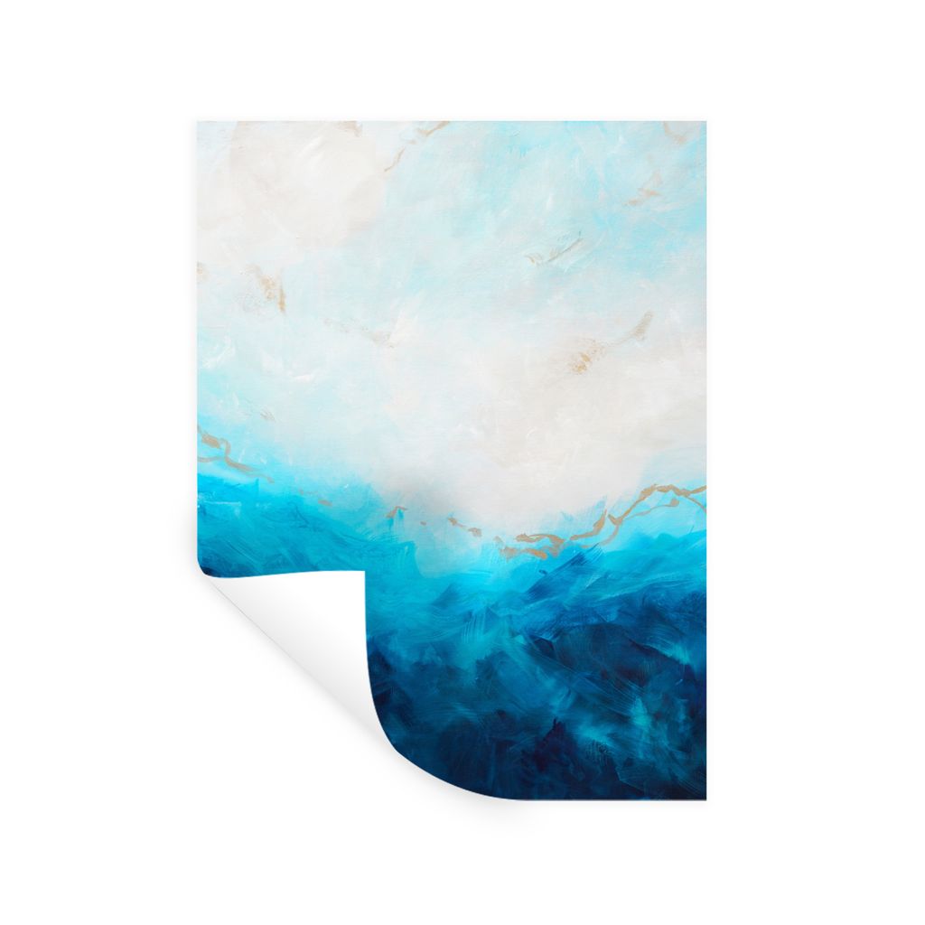 MuchoWow Wandtattoo Wandsticker Wandaufkleber Farbe - Meer - Blau - Abstrakt - Gold 60x80 cm Selbstklebend und Repositionierbar - Repositionierba...
