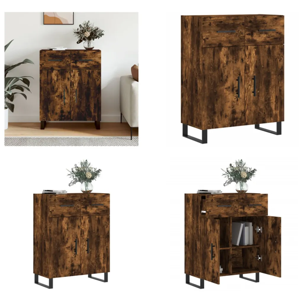 Credenza Rovere Fumé vidaXL 69,5x34x90 cm - Mobile per Soggiorno Moderno