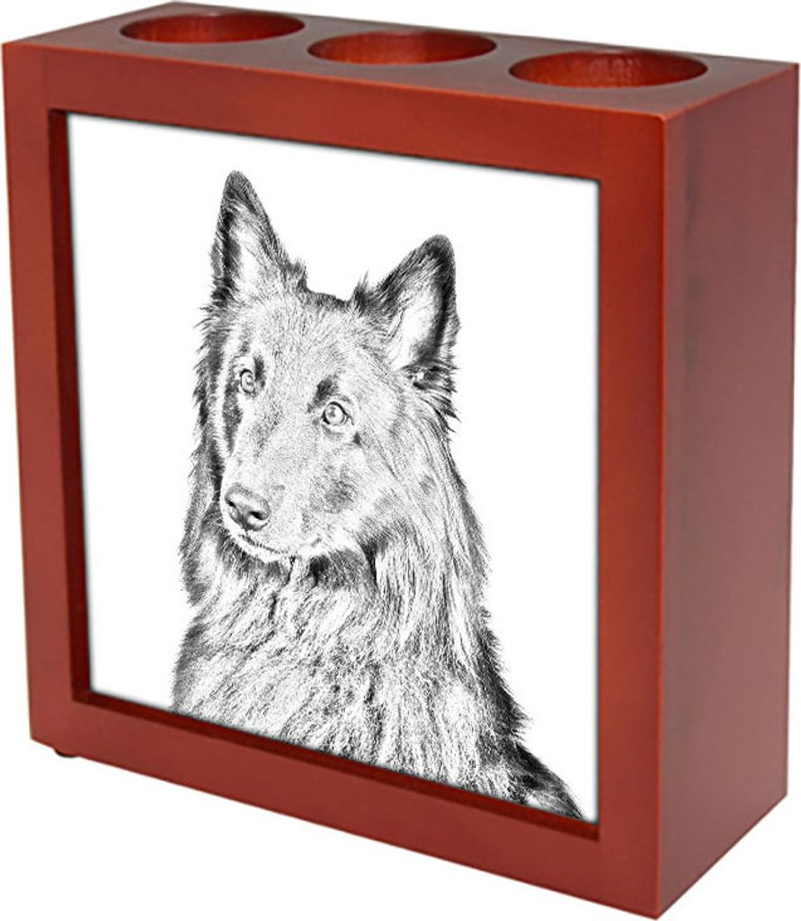 Belgischer Schäferhund - Stifthalter mit Hund, Schreibtischorganizer mit Aufdruck, personalisierte Schreibtischdekoration der Marke Art-Dog