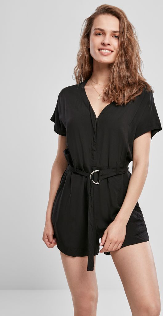 Urban Classics Jumpsuit Damen Ladies Short Black Viscose Belt Jumpsuit schwarz XS