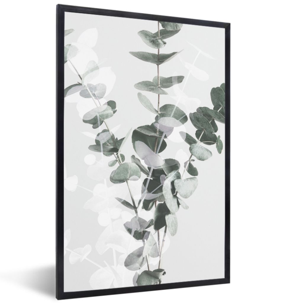 MuchoWow Gerahmtes Poster Pflanzen - Grün - Natur - Blätter 40x60 cm - Poster mit Schwarzem Bilderrahmen Wandposter Rahmen Foto Bilder - Papier...