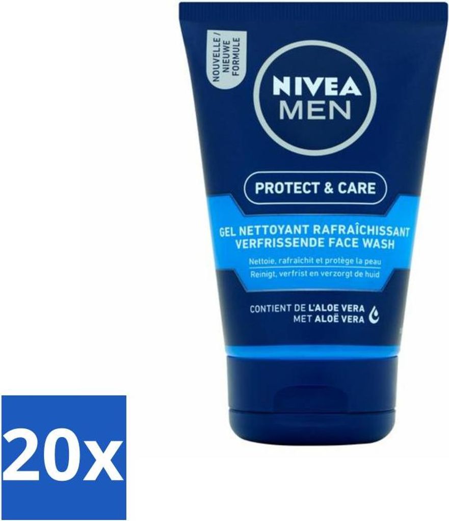 NIVEA MEN - Protect & Care - Gesichtsreinigungsgel - 100 ml - Vorteilspack - 20 Stücke