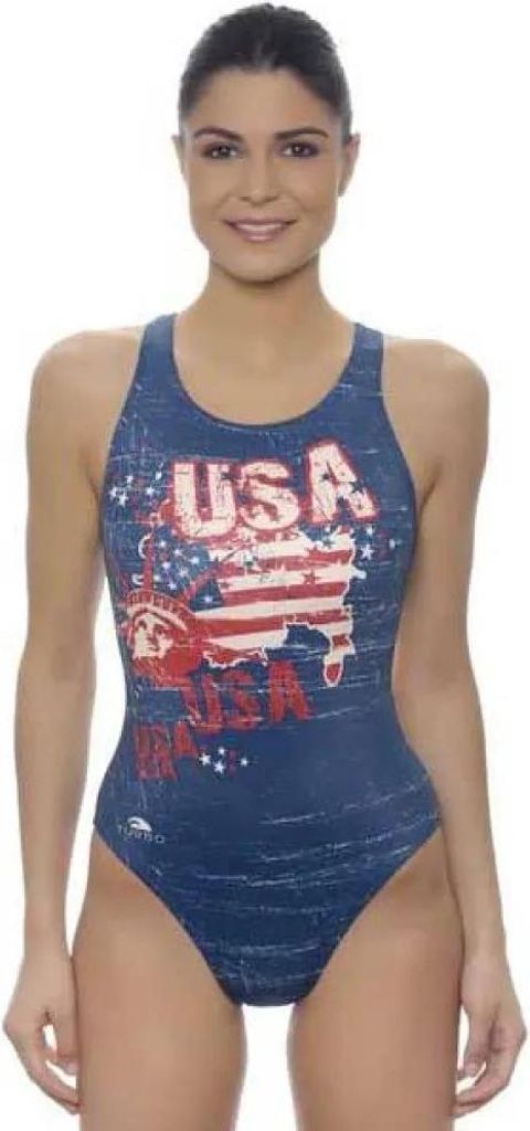 Turbo Usa Vintage Map 2013 Badeanzug Blau M Damen Blau M