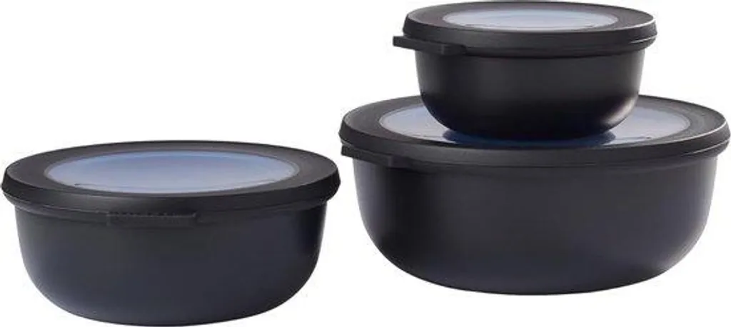 Set de 3 boîtes hermétiques de rangement Nordic noires 19 cm en TPE