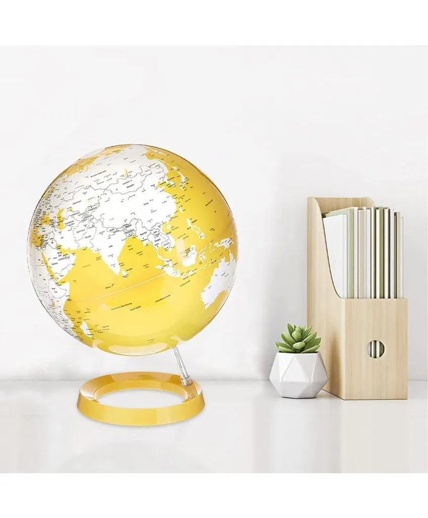 Globe terrestre vert 30 cm éclairage chaud base stable plastique Pro - 6
