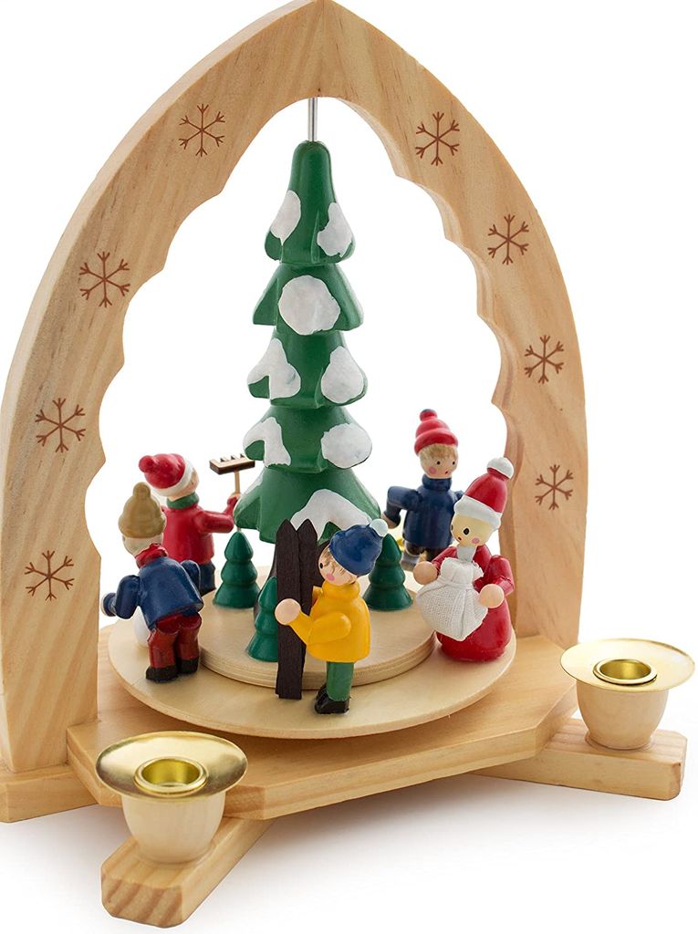 30 cm Brubaker 1-stöckige Weihnachtspyramide aus Holz Weihnachtsbaum mit Winter Szene