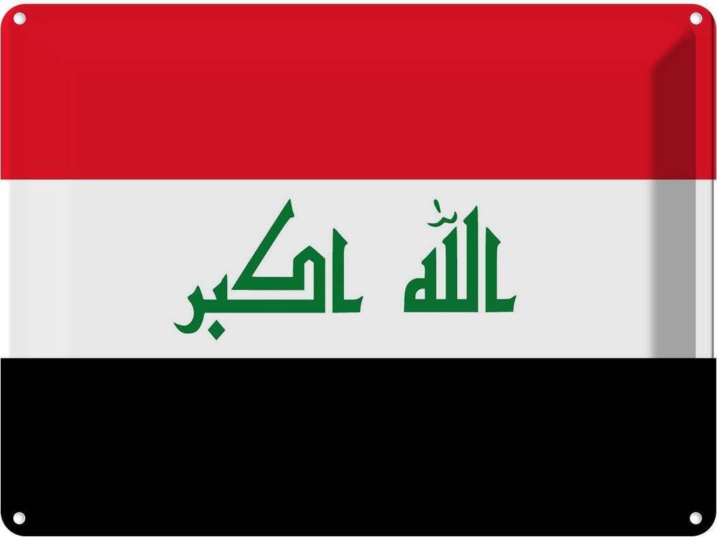 vianmo Blechschild 30x40 cm Irak Iraq Flagge Fahne Wappen Produktbild 